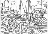 Monet Coloring Claude Pages Kids Color Seine Sailboats Petit Adults Impressionist Printable Painting Drawing Children Gennevilliers Sailboat Created Artist sketch template