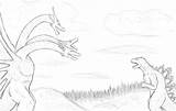 Godzilla King Vs Ghidorah Coloring Pages Ghidora Mothra Deviantart Sketch Print Template Trending Days Last Search sketch template