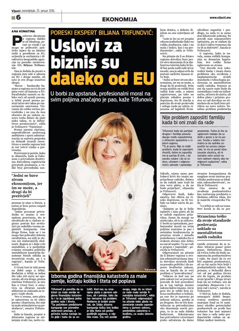 interviju  dnevnom listu vijesti podgorica biljana trifunovic