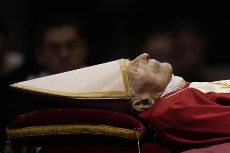 pope emeritus benedict xvis body lies  state  vatican