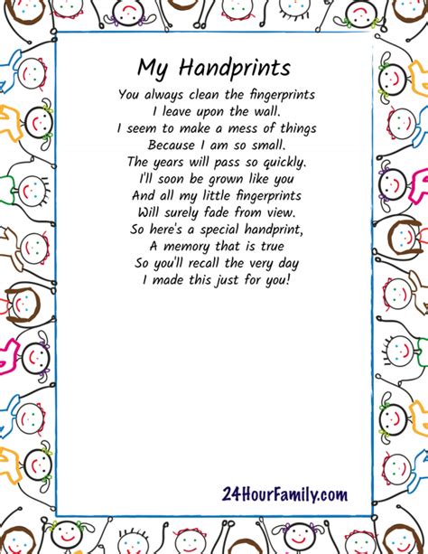 handprints poem printable