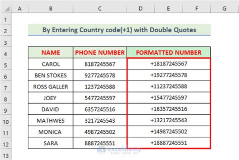 format phone number  country code  excel  methods