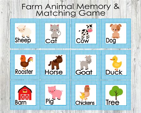 farm animal matching game printable printable word searches