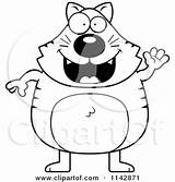 Waving Cat Clipart Cartoon Cory Thoman Outlined Coloring Vector 2021 sketch template