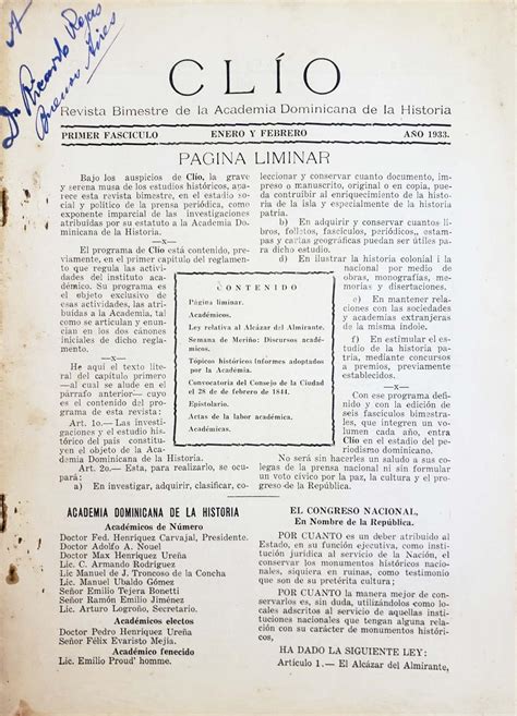 clio organo revista bimestre de la academia dominicana de la historia by emilio rodriguez