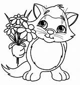 Coloring Spring Pages Cat Flowers Library Clipart Large sketch template