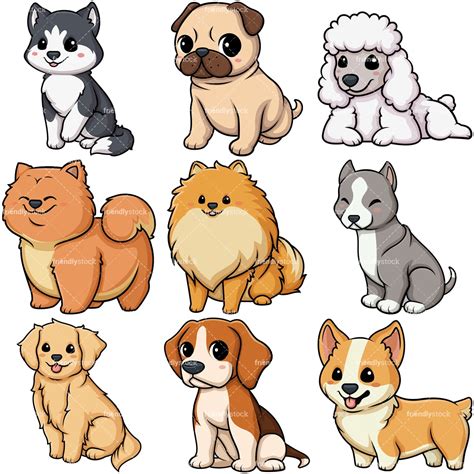 kawaii dogs cartoon vector clipart friendlystock