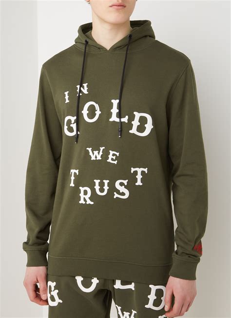gold  trust hoodie met logoprint donkergroen de bijenkorf