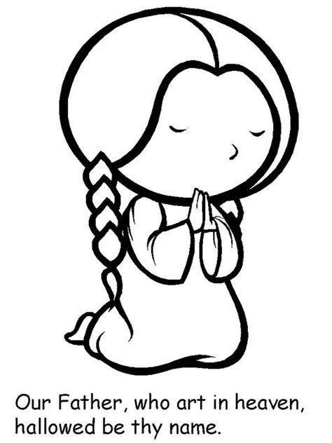 cartoon   girl lords prayer coloring page coloring sky