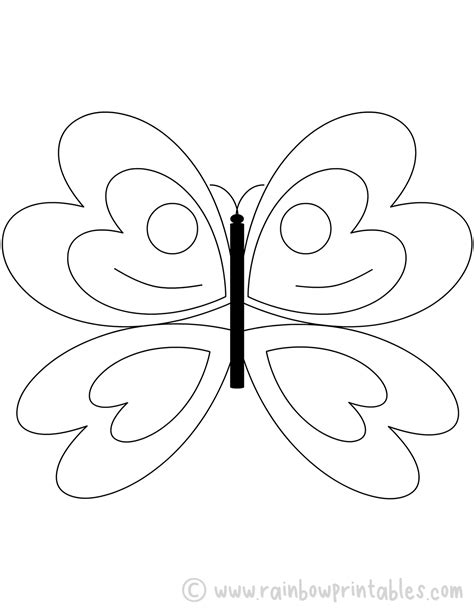 easy spring time butterfly coloring pages  kids rainbow printables