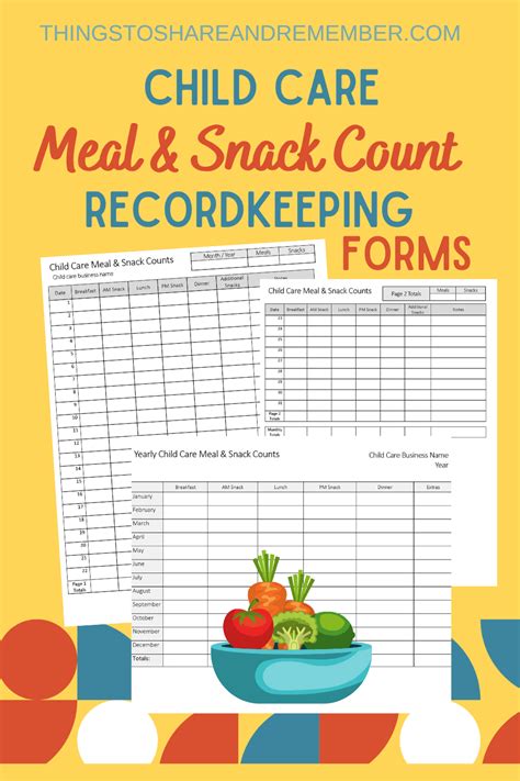 child care meal snack count recordkeeping forms share remember