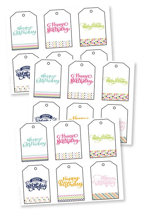 printable birthday cards gift tags stickers sarah titus  xxx