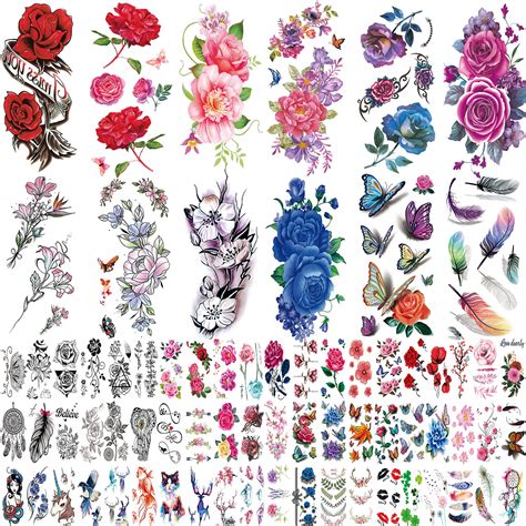 buy flowers temporary tattoos stickers roses butterflies and multi