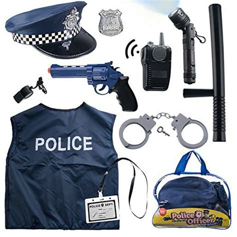 police officer toy play set costume plastic gun hat vest