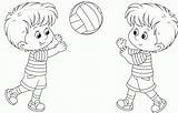 Coloring Pages Playing Children Kids Outside School Sarahtitus Boy Colouring Back Cartoon Clipart Color Printable Child Boys Volleyball Line Para sketch template
