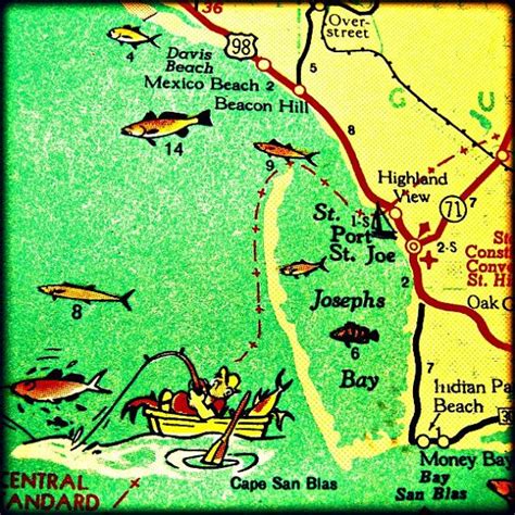 vintage map photograph  port st joe mexico beach florida wall art