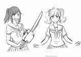 Yandere Simulator Coloring Pages Drawing Hand Printable Kids Adults Color sketch template