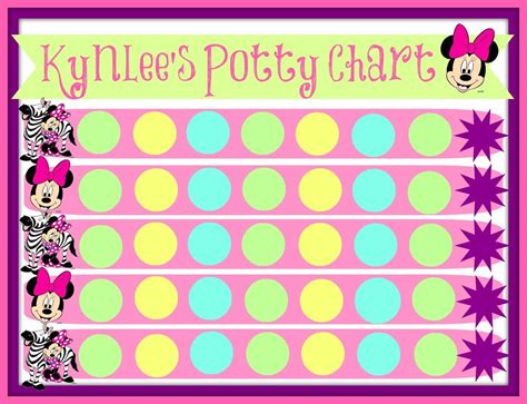 digital pink minnie mouse potty training chart  punch etsy
