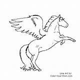 Horse Winged Coloring Pages Color Angel Fantasy Own Pegasus Line Back Index Kids sketch template