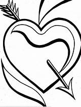 Coloring Arrow Heart Decor Valentine Valentines sketch template