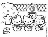 Kitty Hello Coloring Pages Kids House Color Coloriage Print Printable Coloriages Paques Drawing Colouring Girls Fargeleggingsark Friends Children Hellokids Easy sketch template