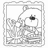 Coloring Bear Roasting Marshmallows Pages Bears Painting Scruffy Adorable Color sketch template