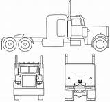 Peterbilt Truck Semi Coloring Drawing Sketch Blueprints Pages Trucks Blueprint Outline Front Side Kenworth W900 Brinquedo Template Big Madeira Templates sketch template