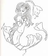Mermaid Coloring Anime Tattoodaze sketch template