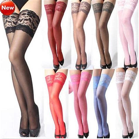 1pair Sexy Long Stockings Womens Girls Ladies Lace Top