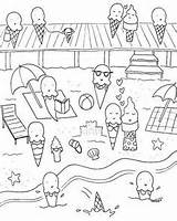 Coloring Pages Ice Cream Drawing Summer Book Beach Printable Crafts sketch template