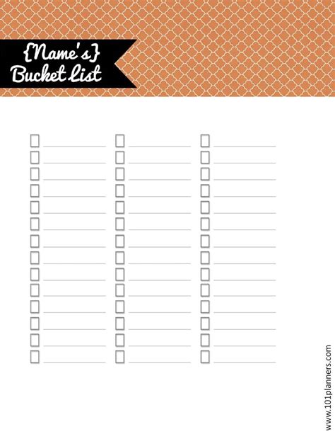 printable bucket list template printable templates