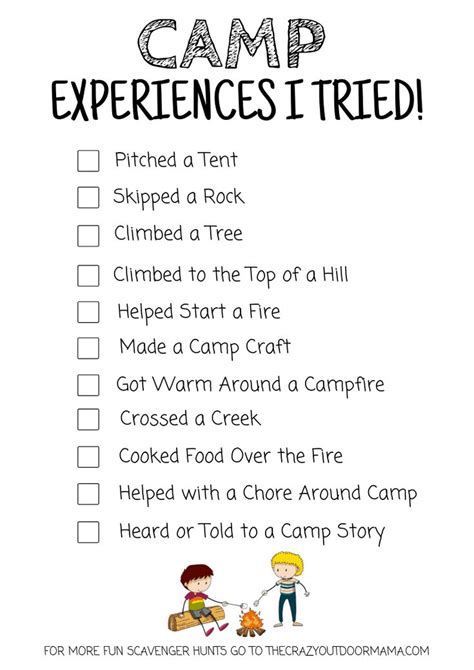 unique  camping scavenger hunts    summer camp