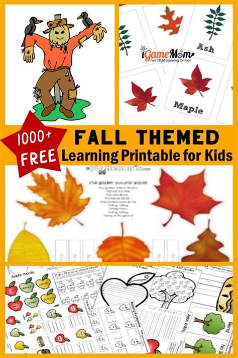 sets   fall themed printable  kids   pages