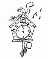 Clock Coloring Pages Cuckoo Colouring Adult Drawing Drawings Printable Wordpress Patterns sketch template