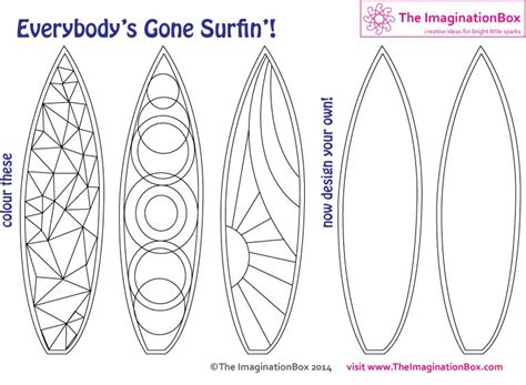 surfboard colouring template kids  printables pinterest