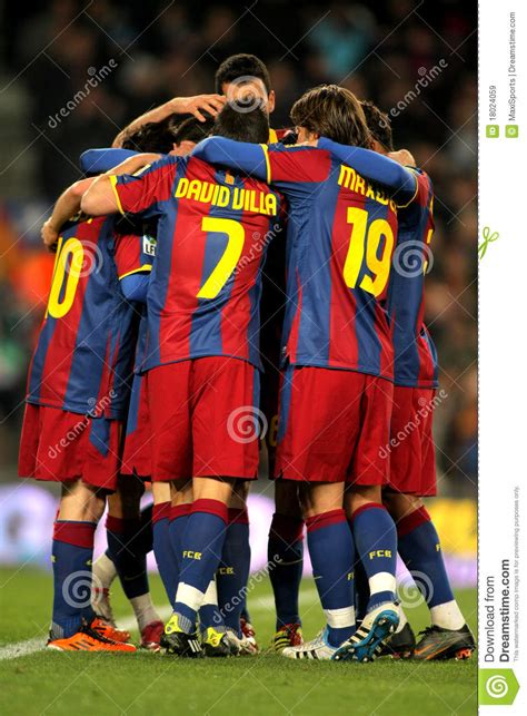 Players Group Of Fc Barcelona Editorial Stock Image