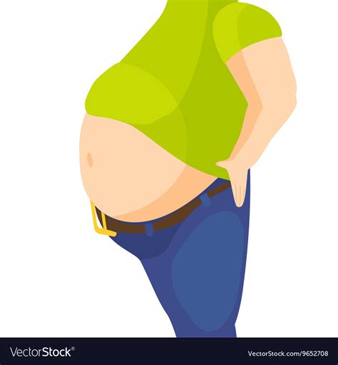 Abdomen Fat Overweight Man With A Big Belly Vector Image