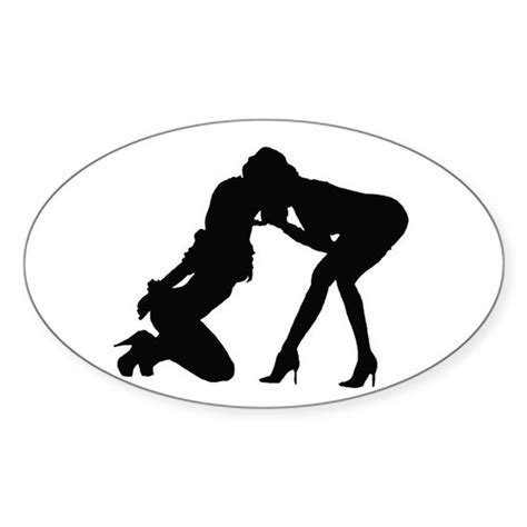 submissive lesbian kiss sticker oval dominant and submissive lesbi