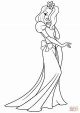 Princess Coloring Pages Pretty Printable Drawing Paper Print Book Supercoloring Categories sketch template