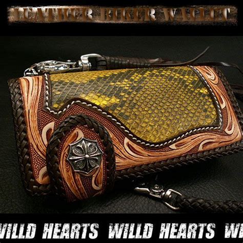 biker walletcarved leather  artisans leather wallet leather