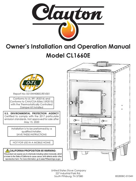 clayton cle owners installation  operation manual   manualslib