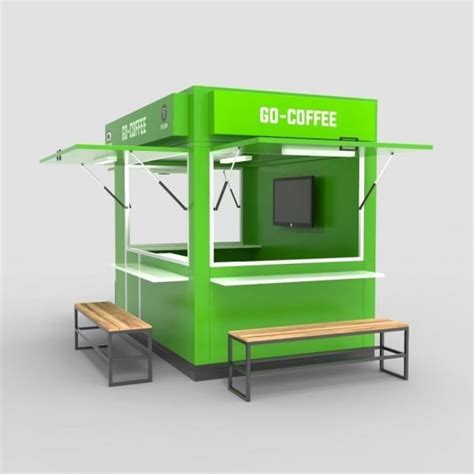 outdoor coffee kiosk portable food booth  seating area