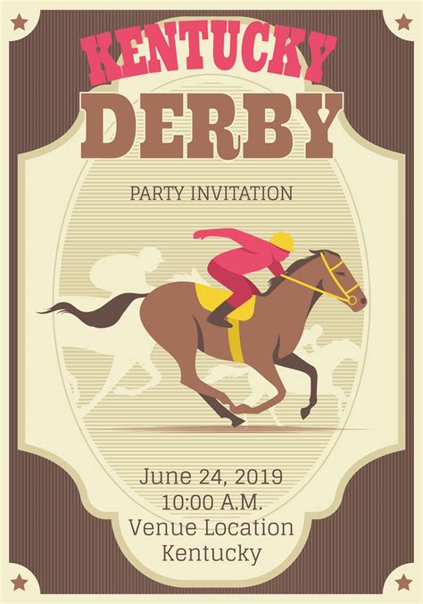 retro kentucky derby invitation template  vector art  vecteezy