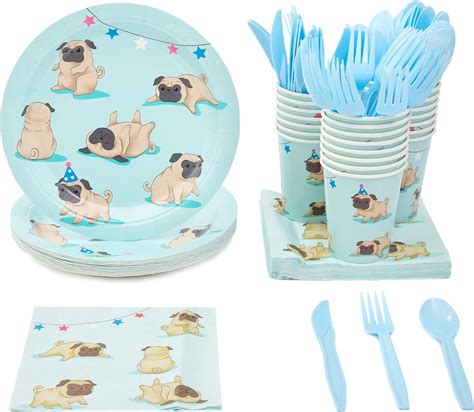 amazoncom dog dinnerware set pug party supplies   guests  pieces health personal