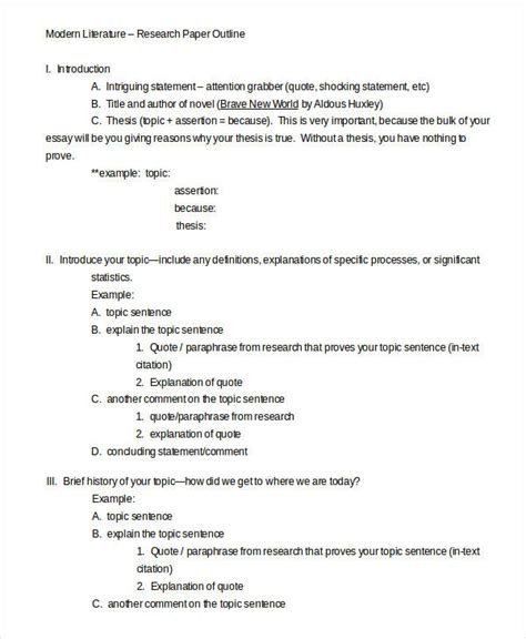 term paper outline template hq printable documents