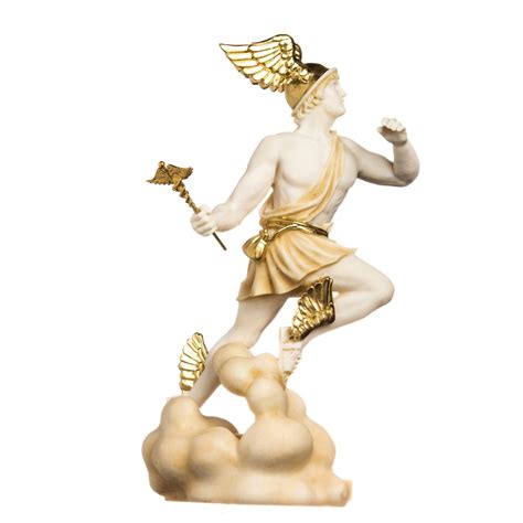Hermes Mercury God Zeus Son Roman Statue Alabaster Gold Tone 13