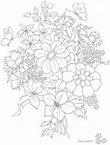Pattern Embroidery Flowers Patterns Flower Drawing Hand Embroider Bouquet Stitch Designs Transfers Crewel Coloring Cross Transfer Floral Vintage Templates April sketch template