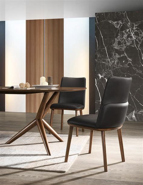 modrest utah modern walnut  brown eco leather dining chair set
