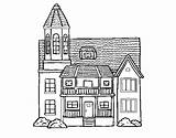 House Coloring Story Tower Two Coloringcrew sketch template