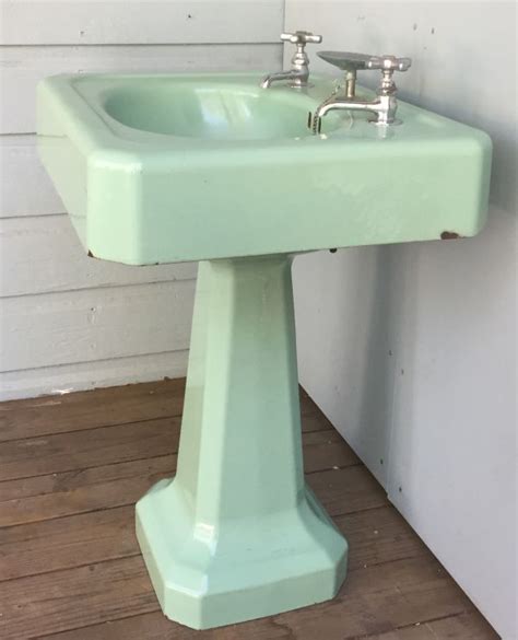 vintage standard ming green cast iron pedestal sink